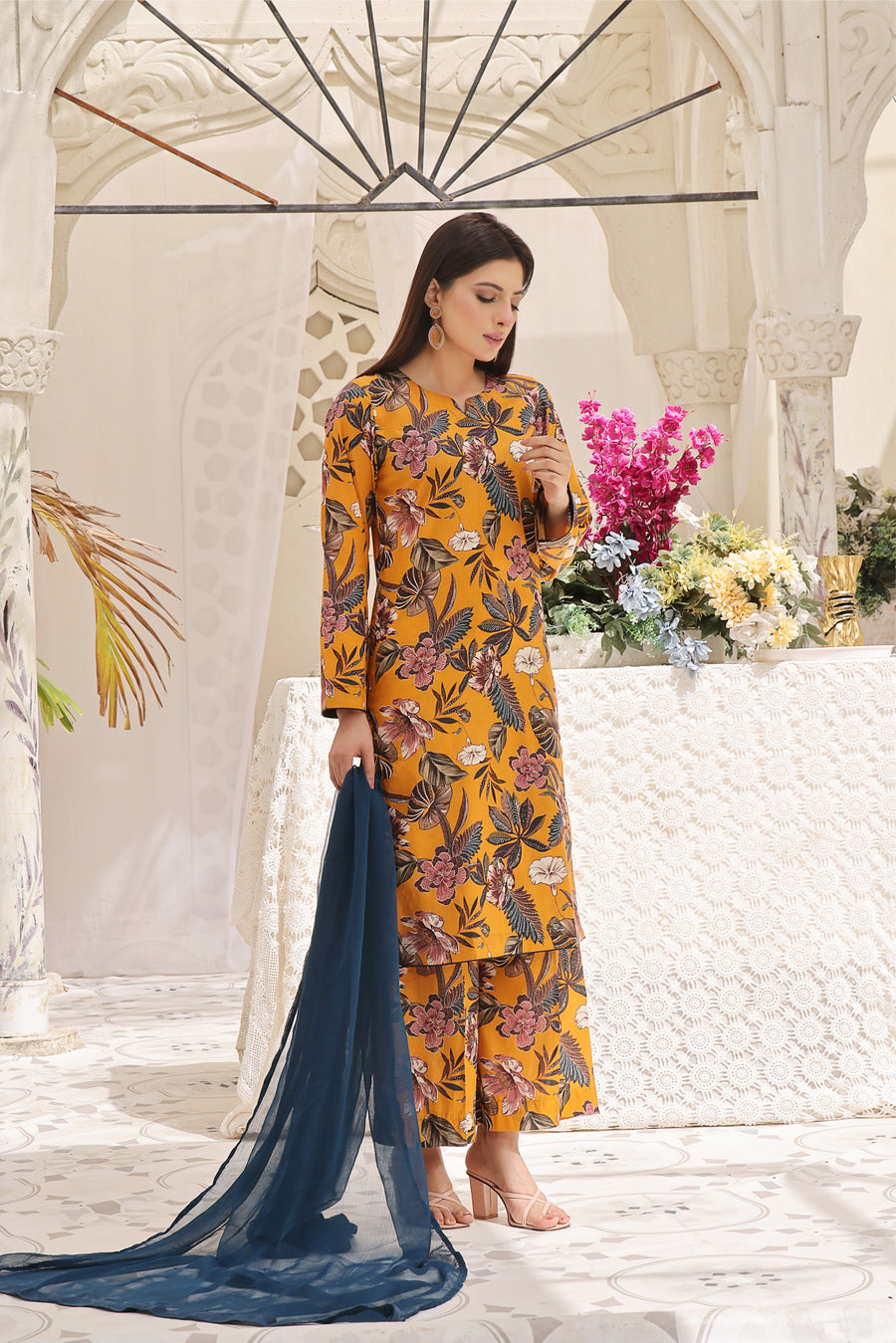 Feathers Premium Printed Lawn Unstitched 3Pc Suit CARNATION-FT365