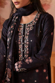 Cross Stitch Premium Embroidered Lawn Unstitched 3Pc Suit - CAVIAR CHARM