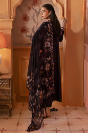 Cross Stitch Premium Embroidered Lawn Unstitched 3Pc Suit - CAVIAR CHARM