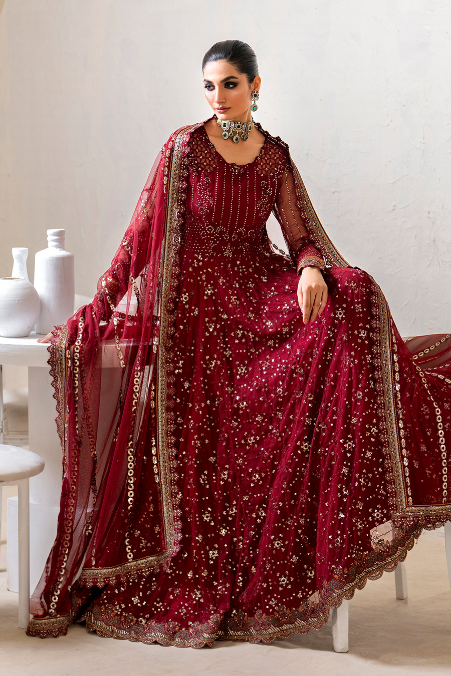 IZNIK Chinon Vol-02 Embroidered Net Unstitched 3Pc Suit CC-49