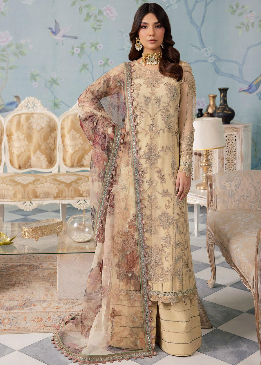 IZNIK Chinon Embroidered Net Unstitched 3Pc Suit CC-31 Alya