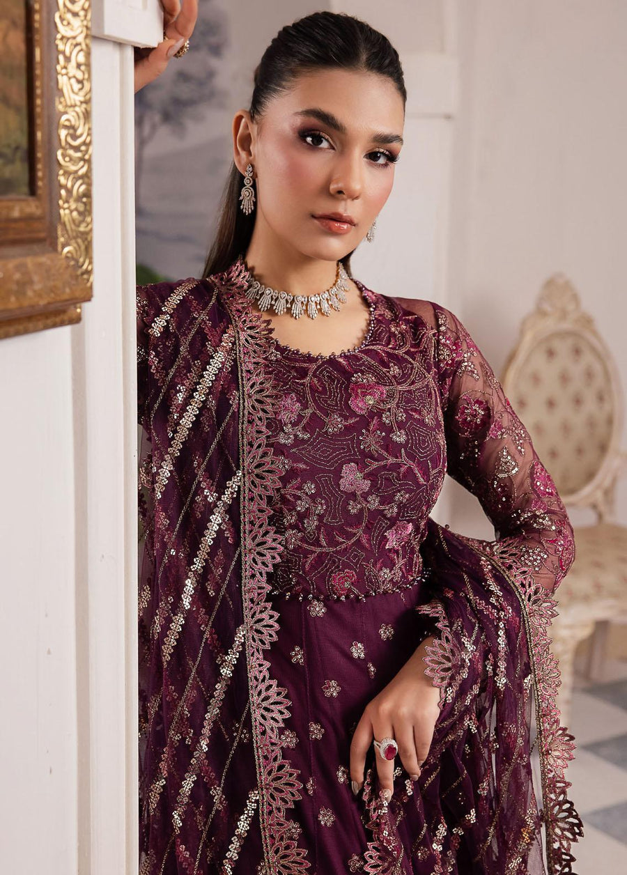 IZNIK Chinon Embroidered Net Unstitched 3Pc Suit CC-37 Aida