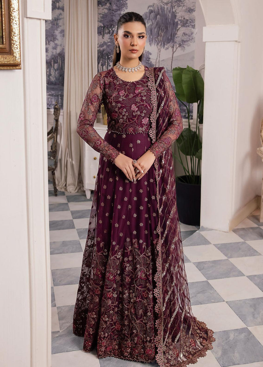 IZNIK Chinon Embroidered Net Unstitched 3Pc Suit CC-37 Aida