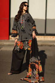 Charizma Combination Embroidered Lawn Unstitched 3Pc Suit CC6-002