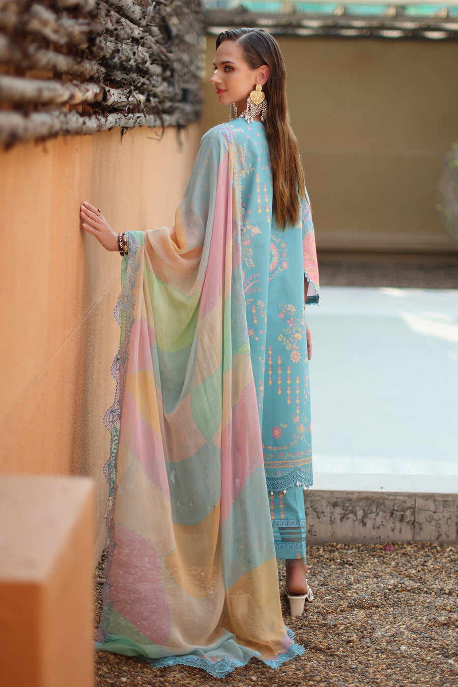Charizma Combination Embroidered Lawn Unstitched 3Pc Suit CC6-003