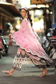 Charizma Combination Embroidered Lawn Unstitched 3Pc Suit CC6-004