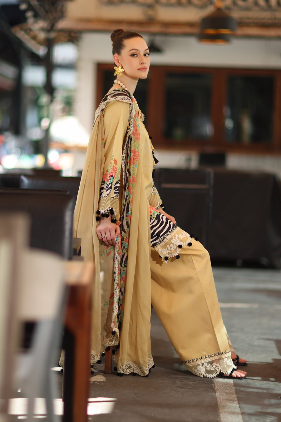Charizma Combination Embroidered Lawn Unstitched 3Pc Suit CC6-006