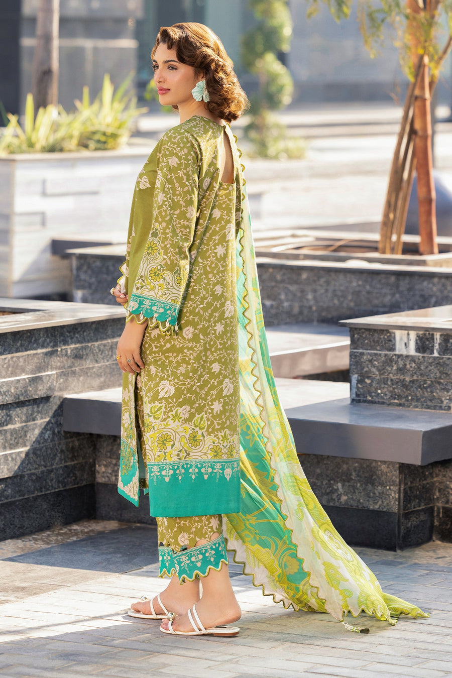 Charizma Combination Embroidered Lawn Unstitched 3Pc Suit CC6-007