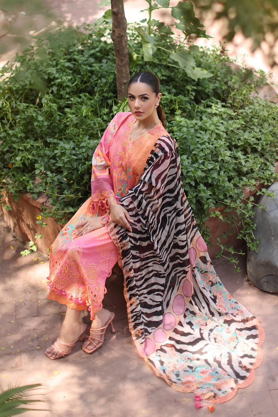 Charizma Combination Embroidered Lawn Unstitched 3Pc Suit CC6-010