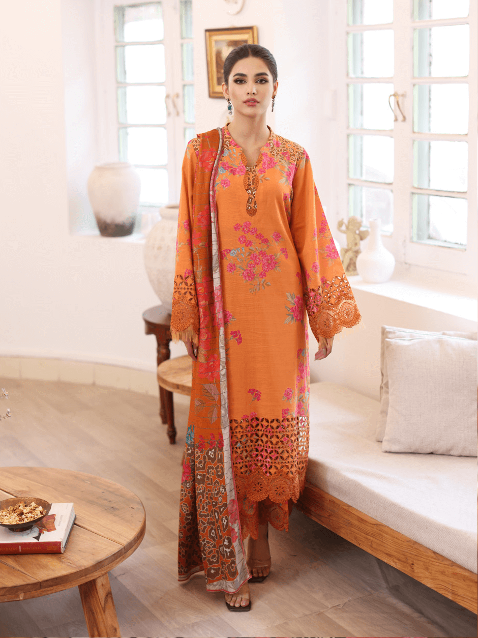 Charizma Combination Embroidered Khaddar Unstitched 3Pc Suit CCW3-01