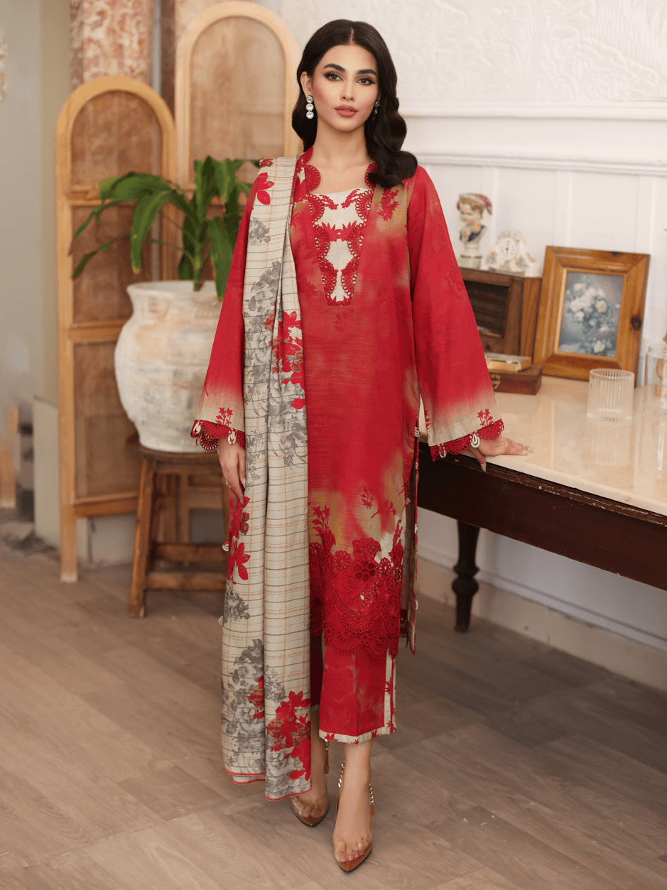 Charizma Combination Embroidered Khaddar Unstitched 3Pc Suit CCW3-06