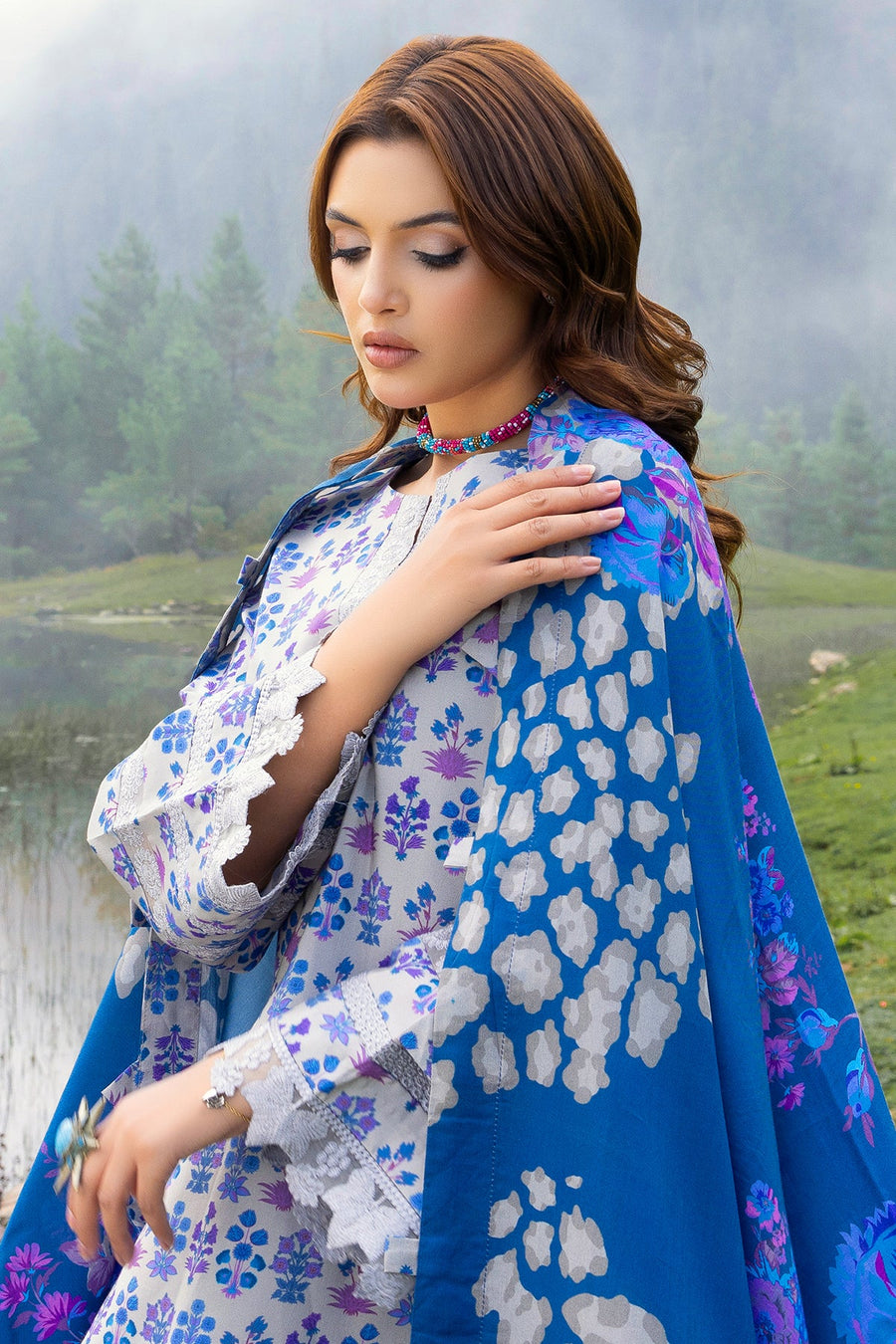 Charizma Combination Embroidered Linen Unstitched 3Pc Suit CCW4-02