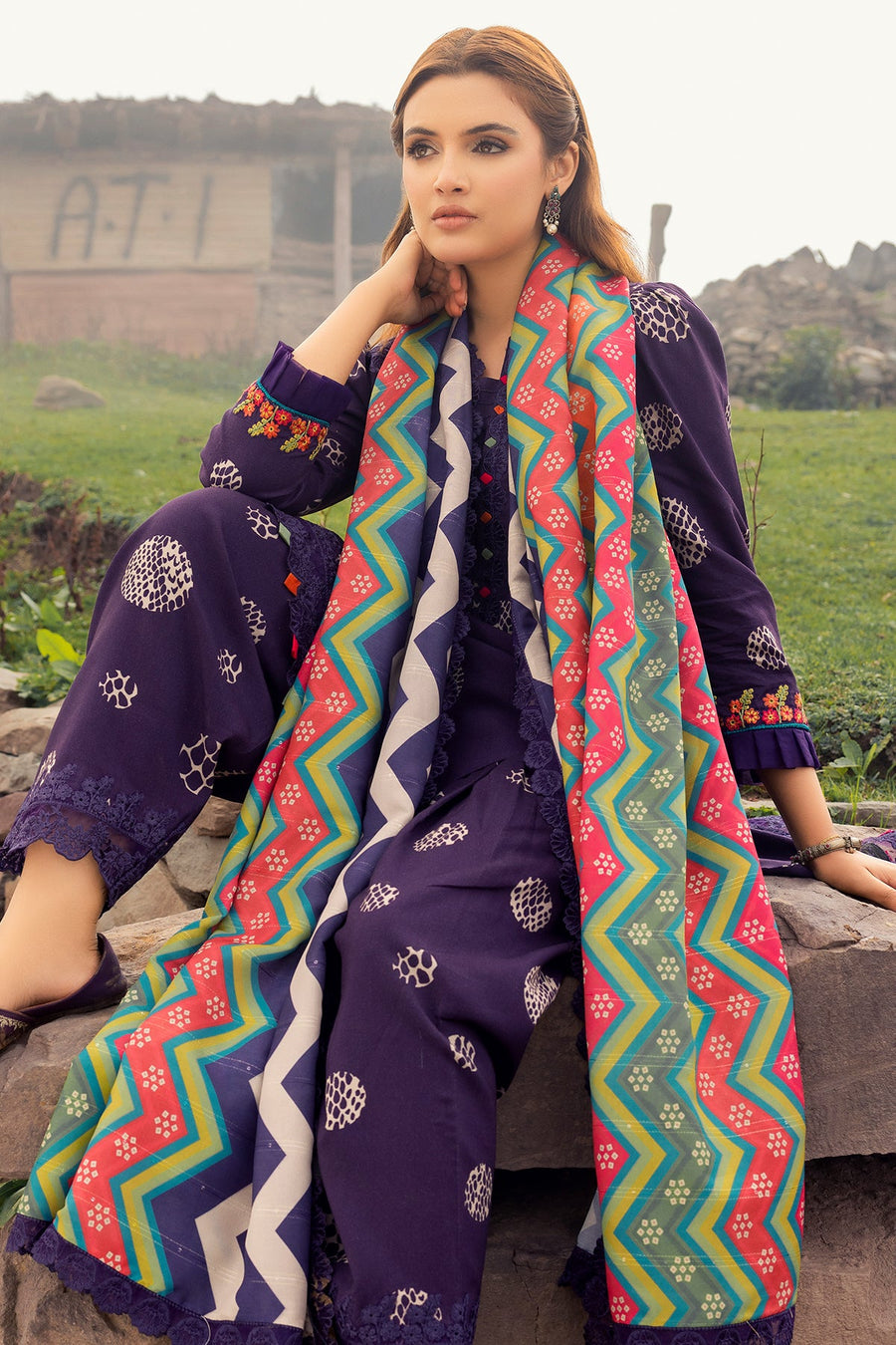 Charizma Combination Embroidered Linen Unstitched 3Pc Suit CCW4-03