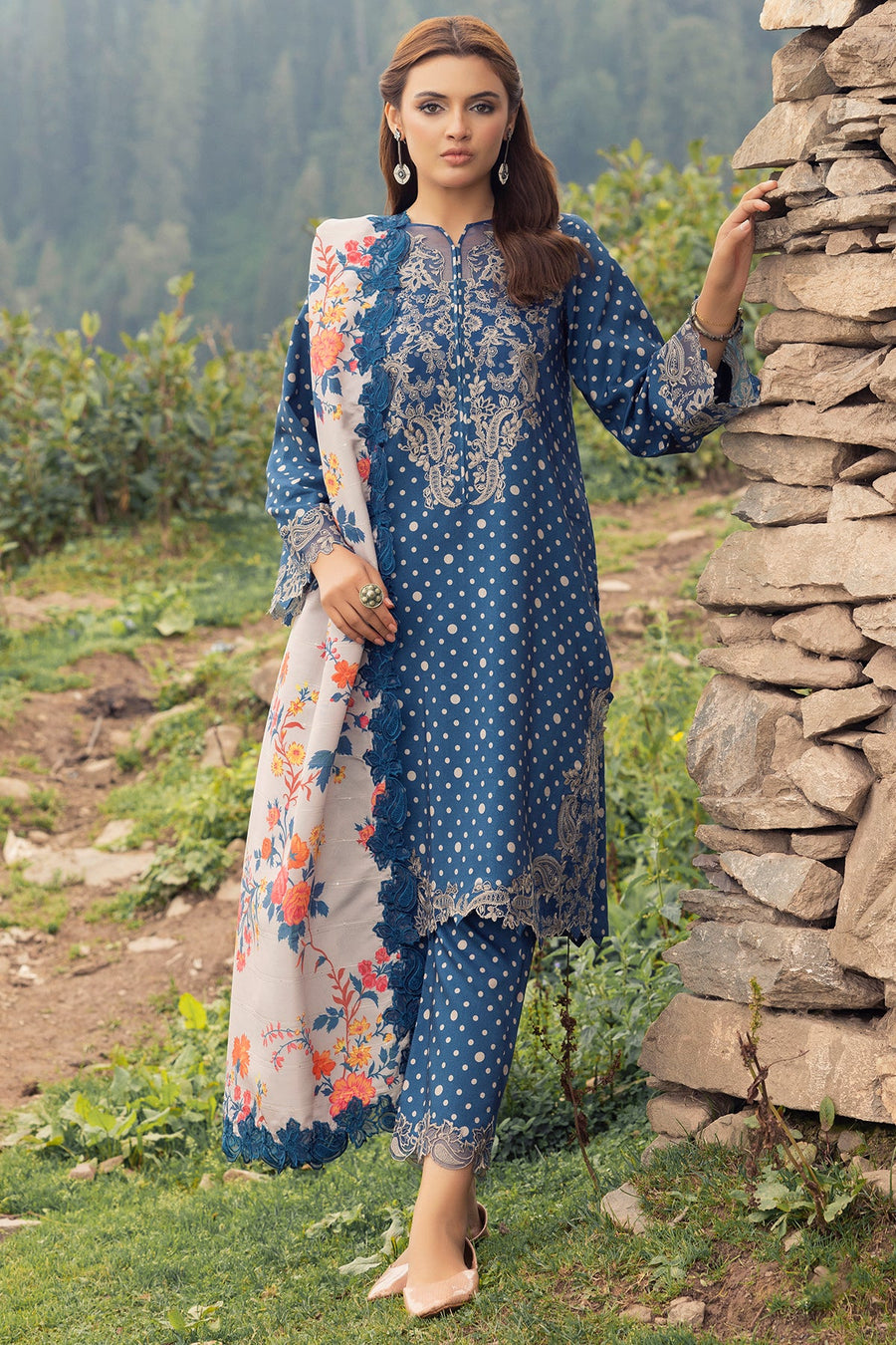 Charizma Combination Embroidered Linen Unstitched 3Pc Suit CCW4-06