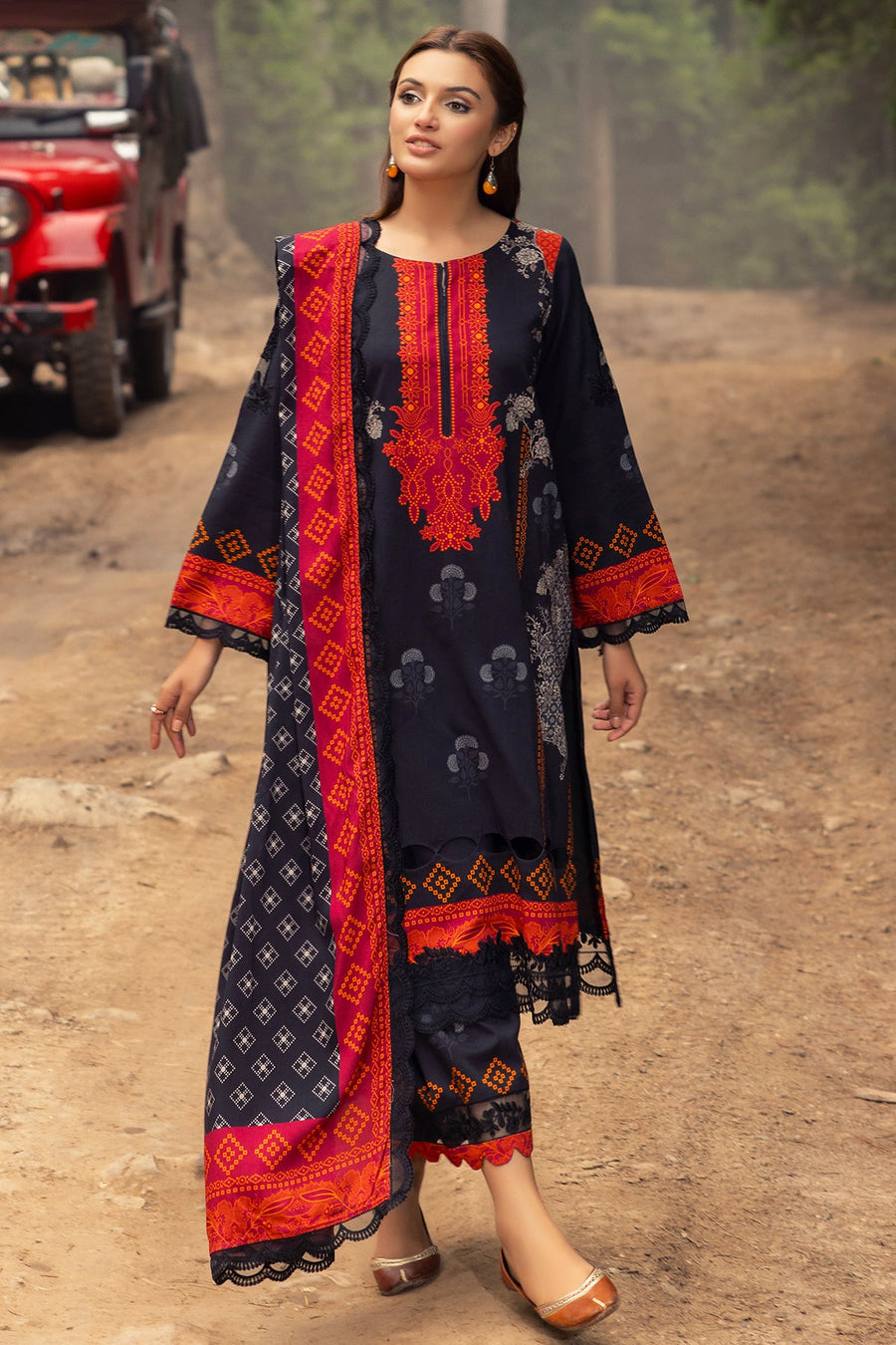 Charizma Combination Embroidered Linen Unstitched 3Pc Suit CCW4-09
