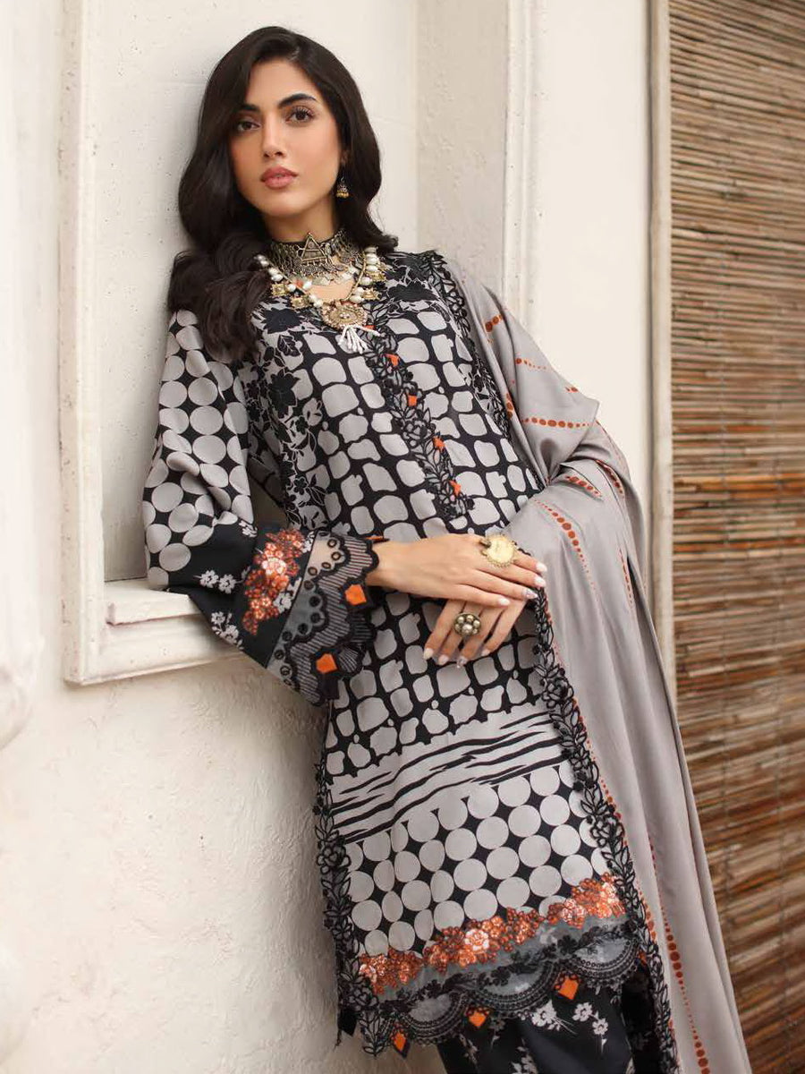 Charizma Combination Embroidered Linen Unstitched 3Pc Suit CCW4-16