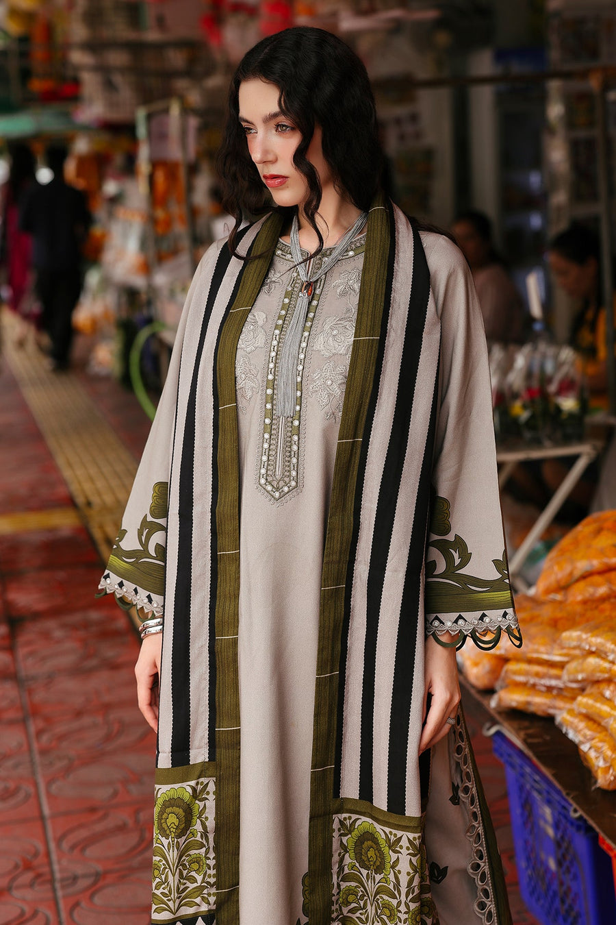 Charizma Combination Embroidered Linen Unstitched 3Pc Suit CCW6-03