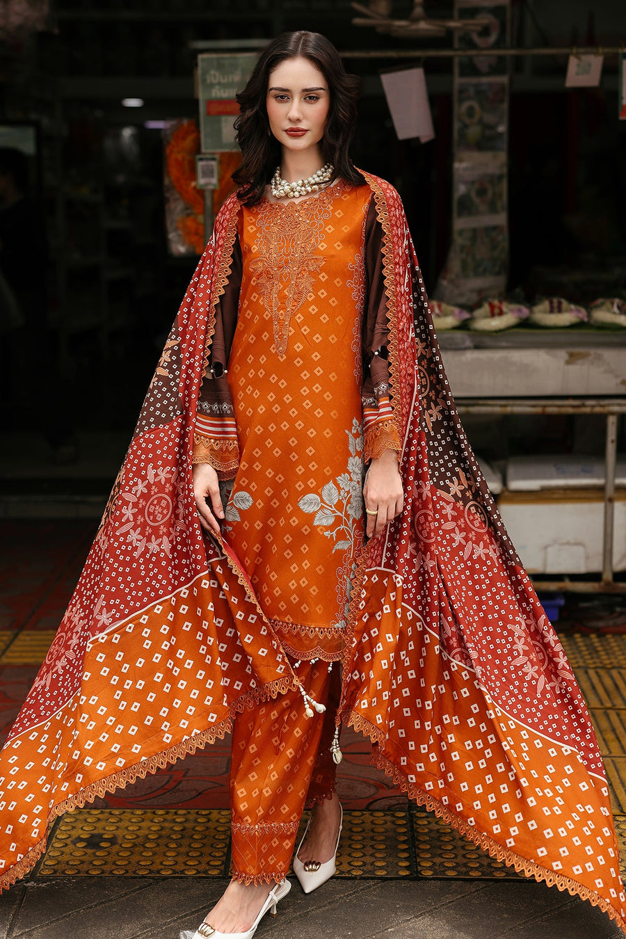 Charizma Combination Embroidered Linen Unstitched 3Pc Suit CCW6-04