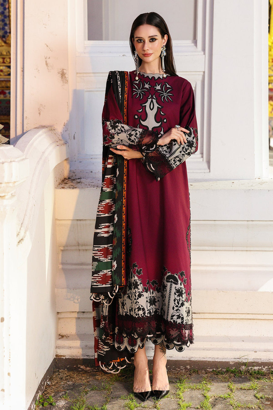 Charizma Combination Embroidered Linen Unstitched 3Pc Suit CCW6-05
