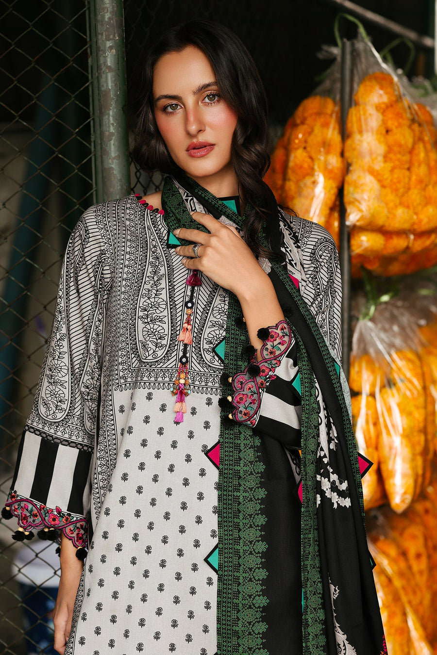 Charizma Combination Embroidered Linen Unstitched 3Pc Suit CCW6-08