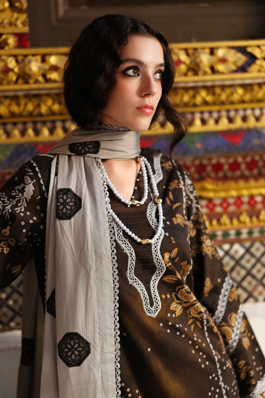 Charizma Combination Embroidered Linen Unstitched 3Pc Suit CCW6-09