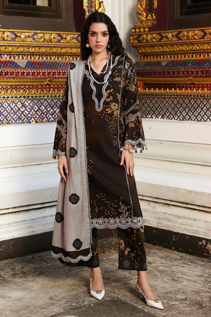 Charizma Combination Embroidered Linen Unstitched 3Pc Suit CCW6-09