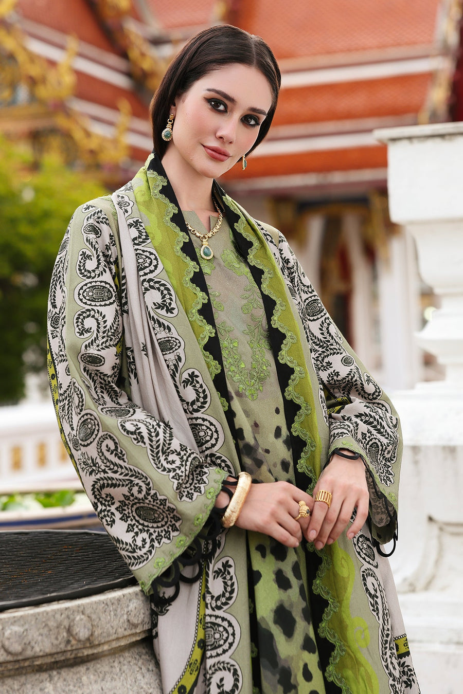 Charizma Combination Embroidered Linen Unstitched 3Pc Suit CCW6-10