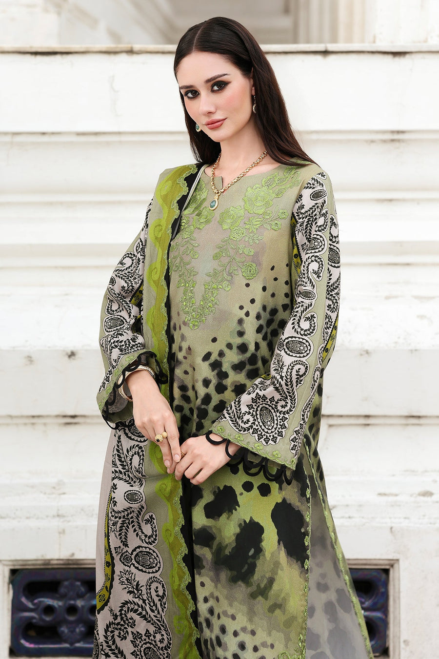 Charizma Combination Embroidered Linen Unstitched 3Pc Suit CCW6-10