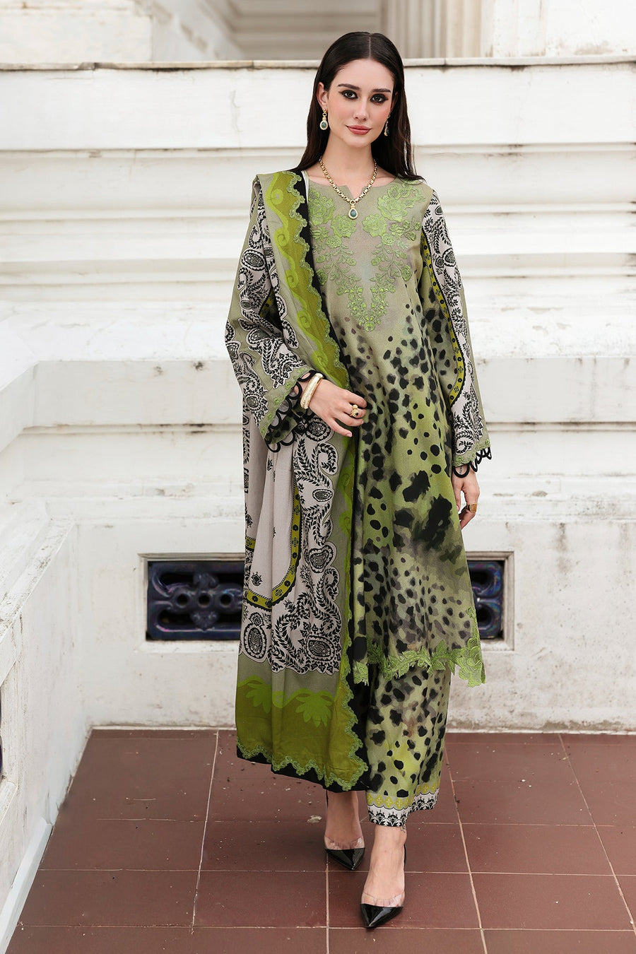 Charizma Combination Embroidered Linen Unstitched 3Pc Suit CCW6-10