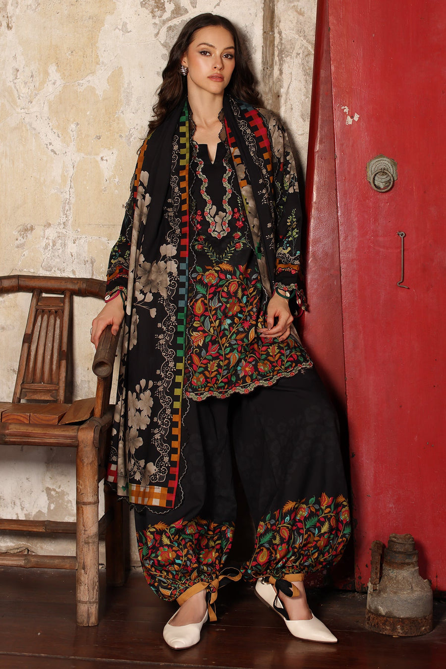 Charizma Combination Embroidered Linen Unstitched 3Pc Suit CCW7-01