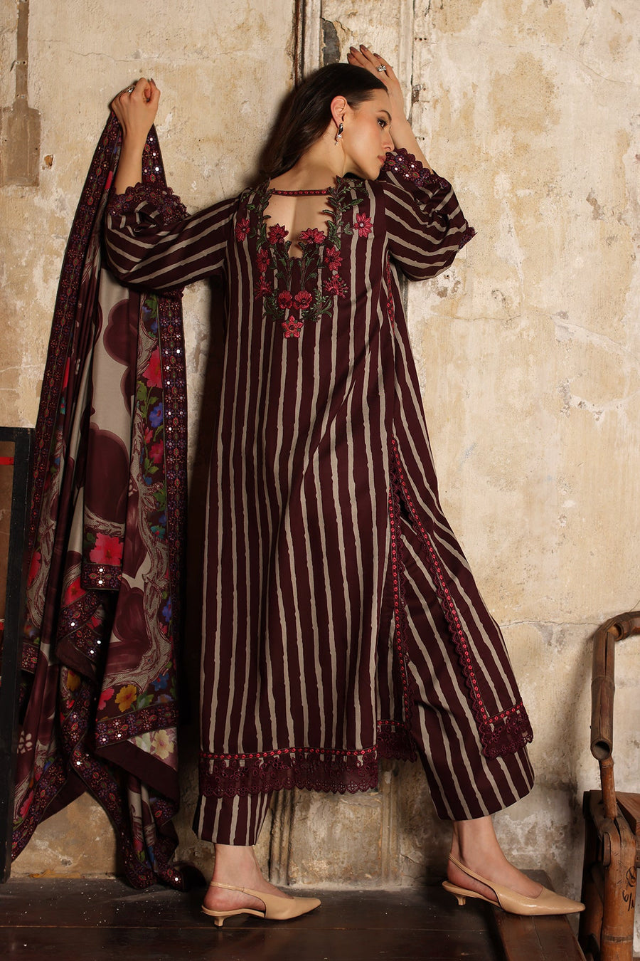 Charizma Combination Embroidered Linen Unstitched 3Pc Suit CCW7-02