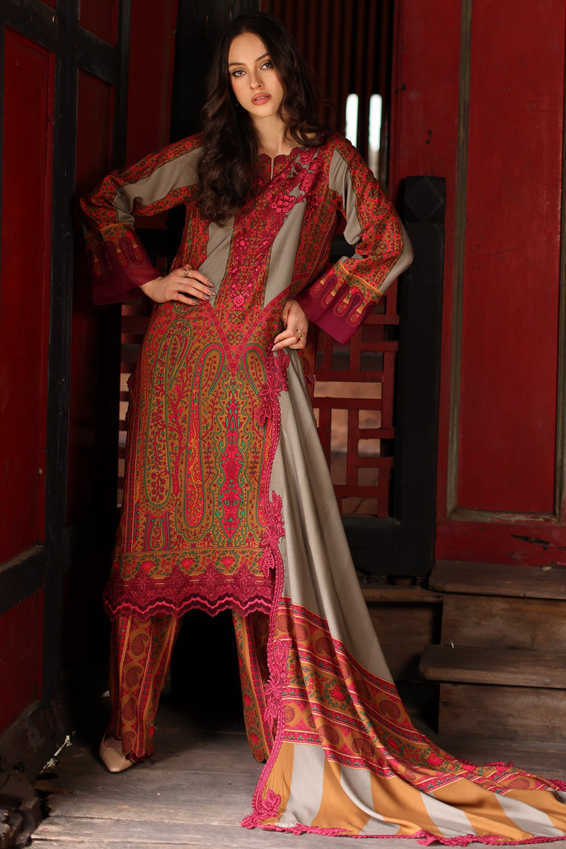 Charizma Combination Embroidered Linen Unstitched 3Pc Suit CCW7-04