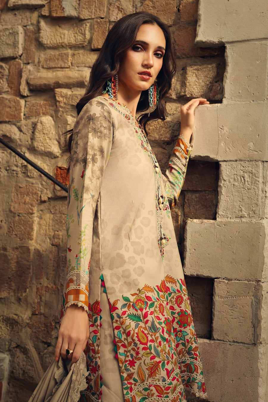 Charizma Combination Embroidered Linen Unstitched 3Pc Suit CCW7-07