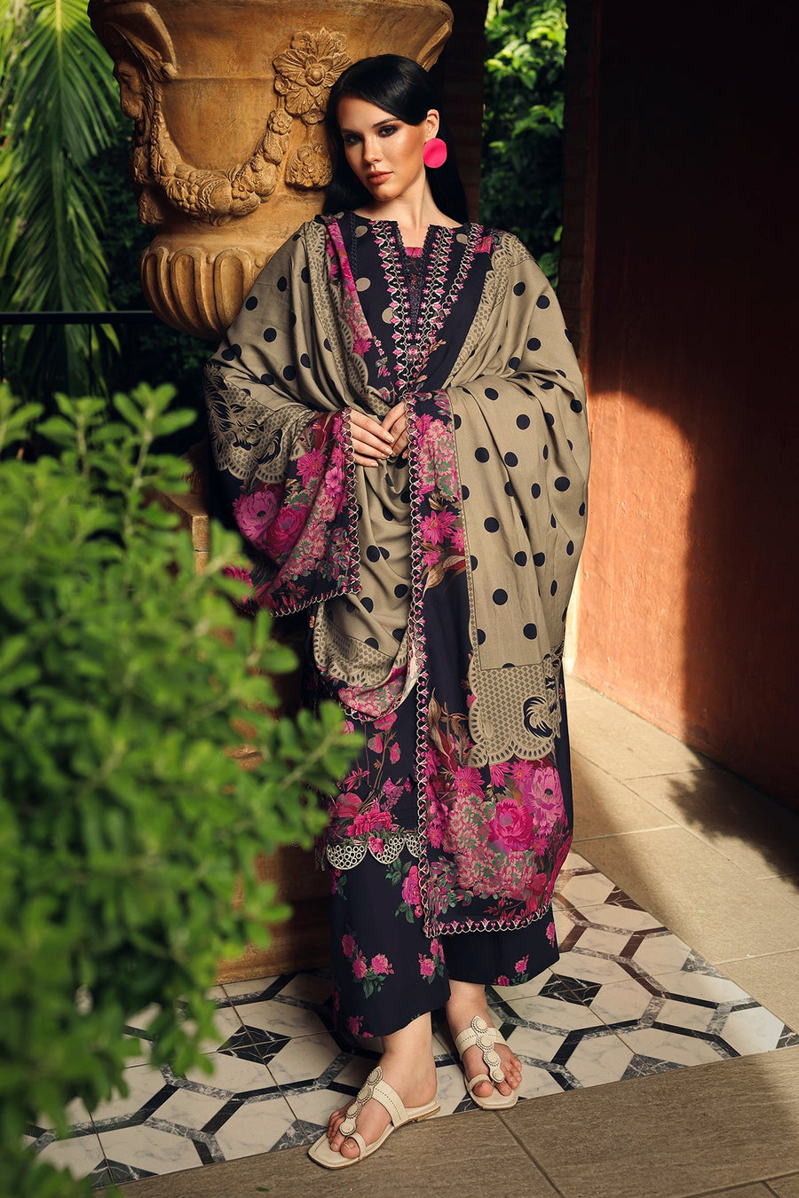 Charizma Combination Embroidered Linen Unstitched 3Pc Suit CCW7-08