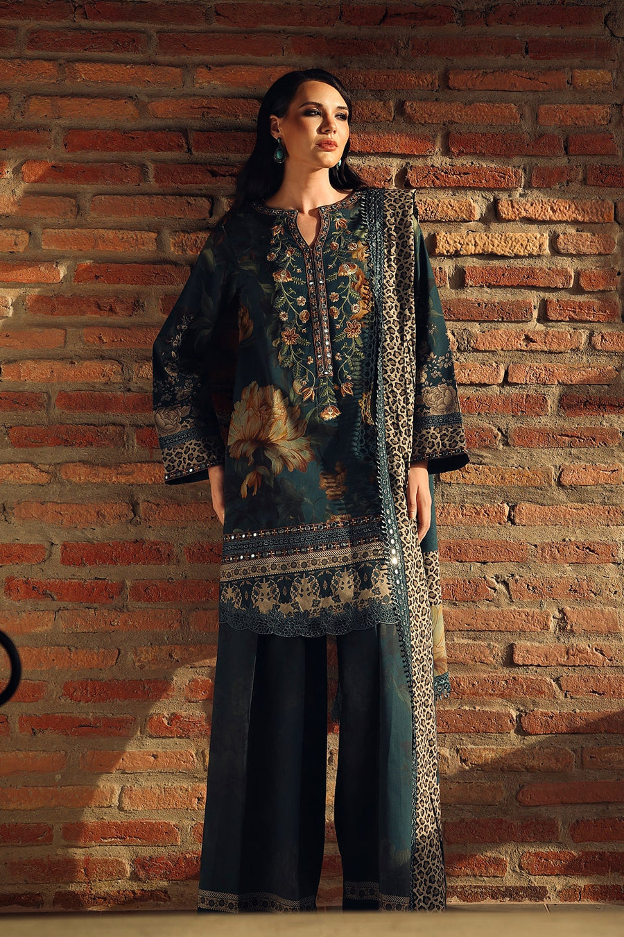 Charizma Combination Embroidered Linen Unstitched 3Pc Suit CCW7-09