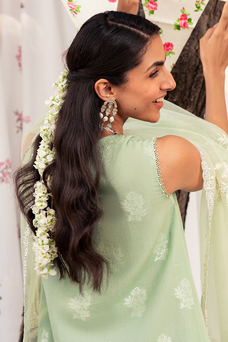 Cross Stitch Eid Lawn Unstitched Embroidered 3Pc Suit D-04 Celadon Spruce