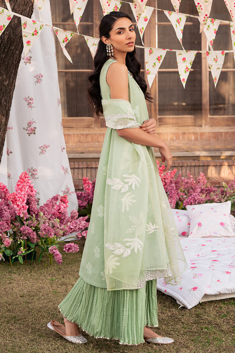 Cross Stitch Eid Lawn Unstitched Embroidered 3Pc Suit D-04 Celadon Spruce