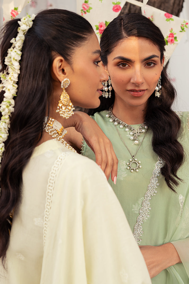 Cross Stitch Eid Lawn Unstitched Embroidered 3Pc Suit D-04 Celadon Spruce