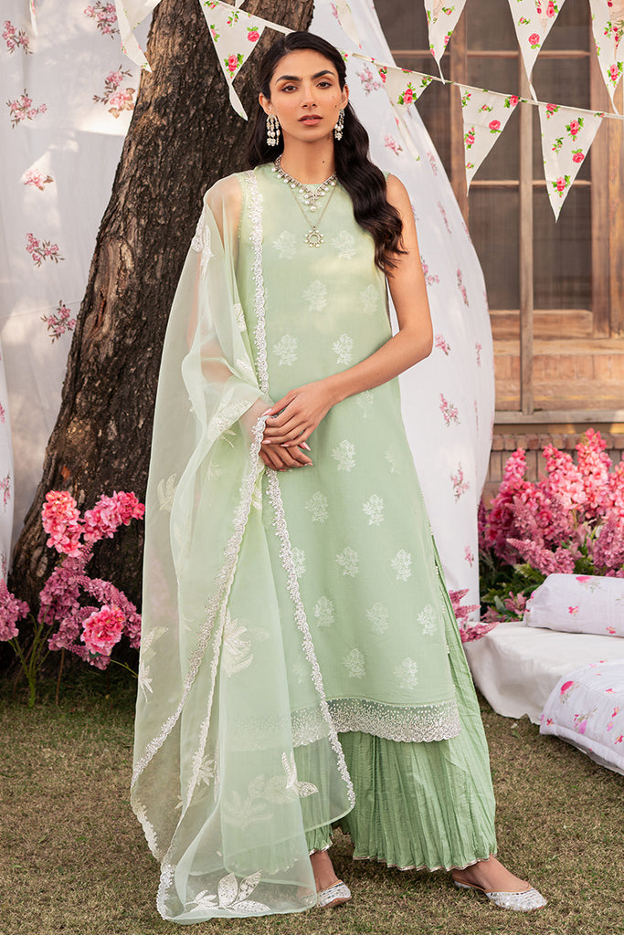 Cross Stitch Eid Lawn Unstitched Embroidered 3Pc Suit D-04 Celadon Spruce