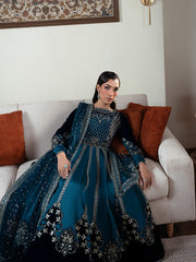 Faiza Faisal Solene Embroidered Velvet Unstitched 3Pc Suit - CELESTINE