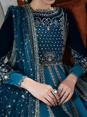Faiza Faisal Solene Embroidered Velvet Unstitched 3Pc Suit - CELESTINE