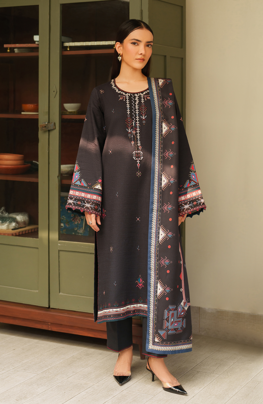 Bellini by Seran Embroidered Khaddar Unstitched 3Pc Suit D-03 CENDARA
