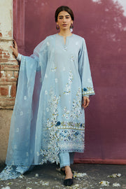 Cross Stitch Premium Embroidered Lawn Unstitched 3Pc Suit D-03 Cerulean Ornate