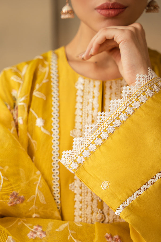 Cross Stitch Mahiri Embroidered Lawn Unstitched 3Pc Suit D-01 Ceylon Yellow