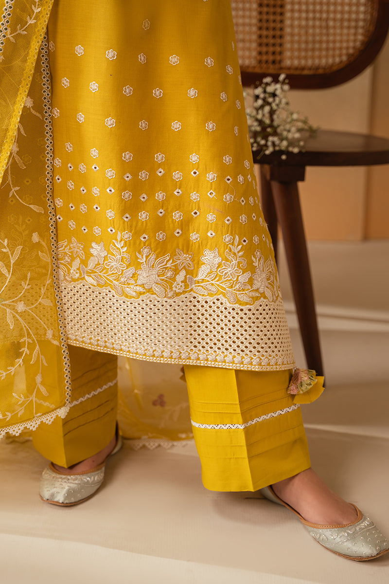 Cross Stitch Mahiri Embroidered Lawn Unstitched 3Pc Suit D-01 Ceylon Yellow