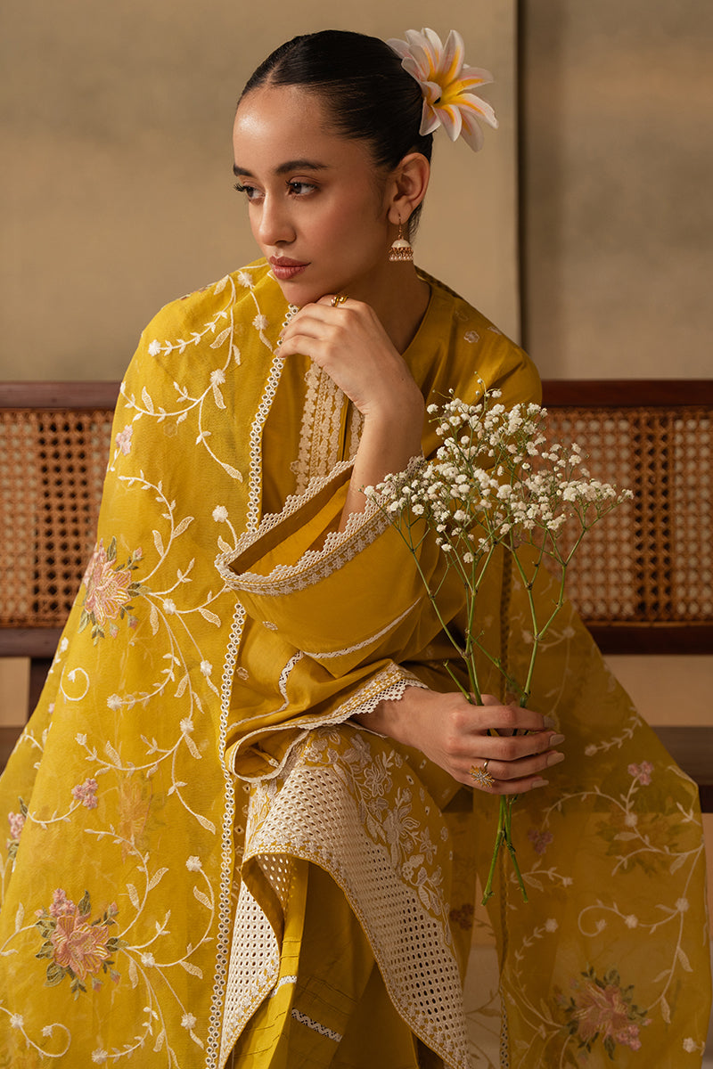 Cross Stitch Mahiri Embroidered Lawn Unstitched 3Pc Suit D-01 Ceylon Yellow