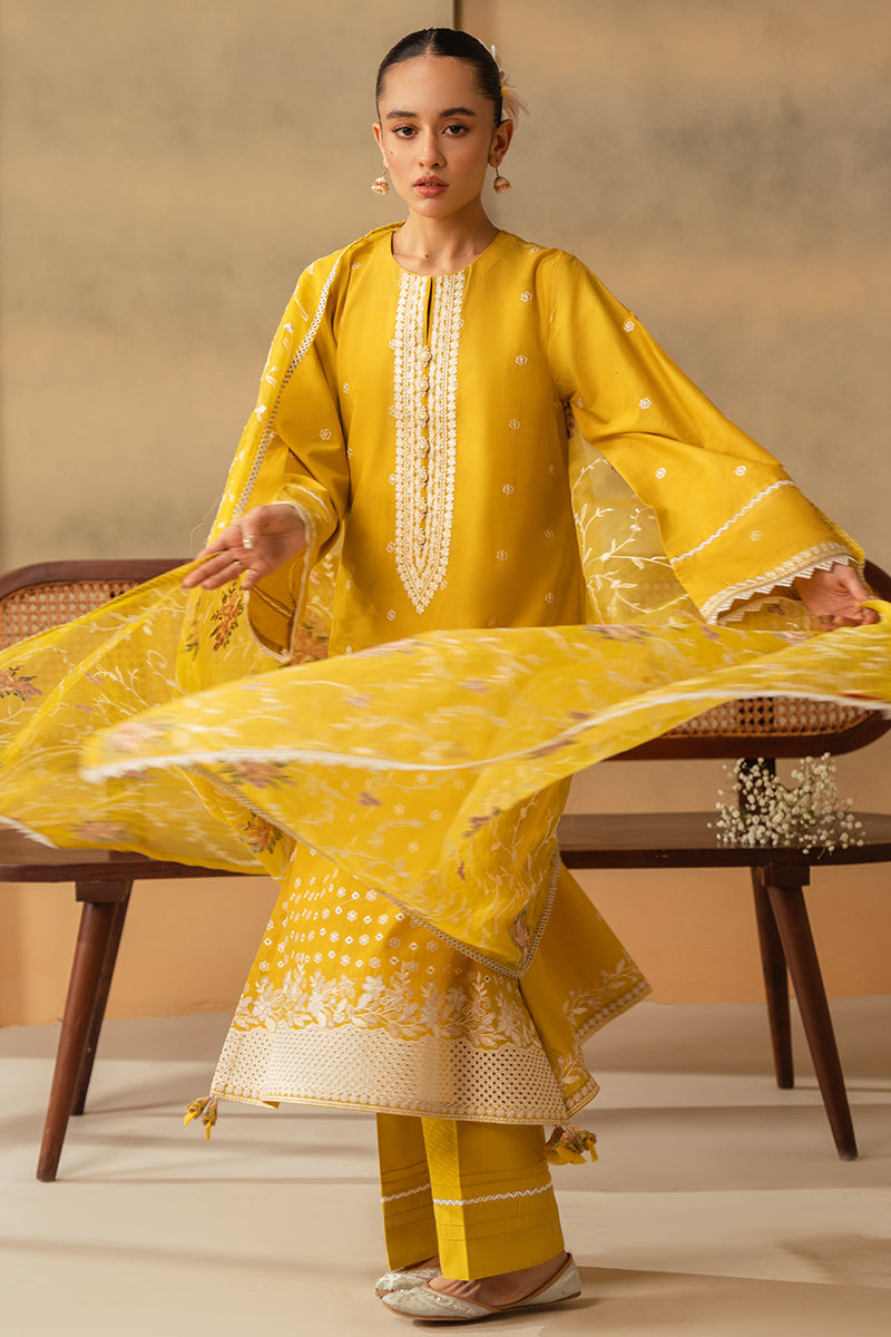 Cross Stitch Mahiri Embroidered Lawn Unstitched 3Pc Suit D-01 Ceylon Yellow