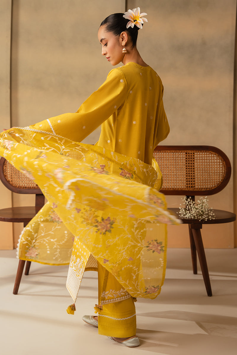 Cross Stitch Mahiri Embroidered Lawn Unstitched 3Pc Suit D-01 Ceylon Yellow