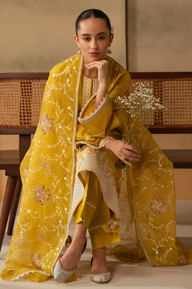 Cross Stitch Mahiri Embroidered Lawn Unstitched 3Pc Suit D-01 Ceylon Yellow
