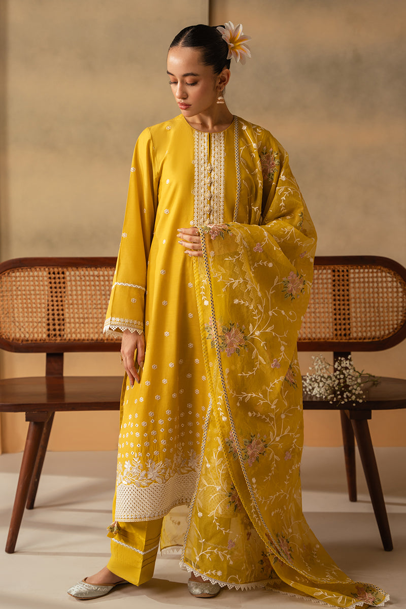 Cross Stitch Mahiri Embroidered Lawn Unstitched 3Pc Suit D-01 Ceylon Yellow